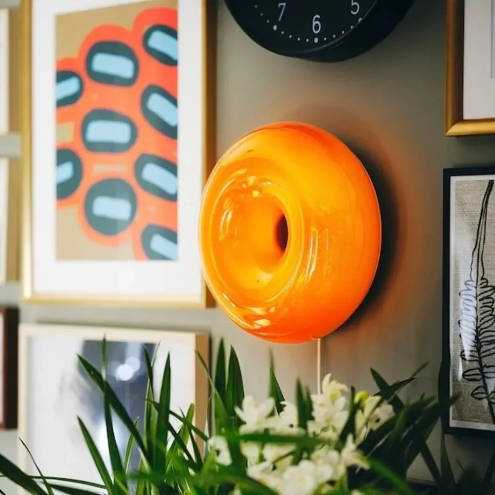 IKEA VARMBLIXT Donut Table/Wall LED Lamp - Orange - NEW